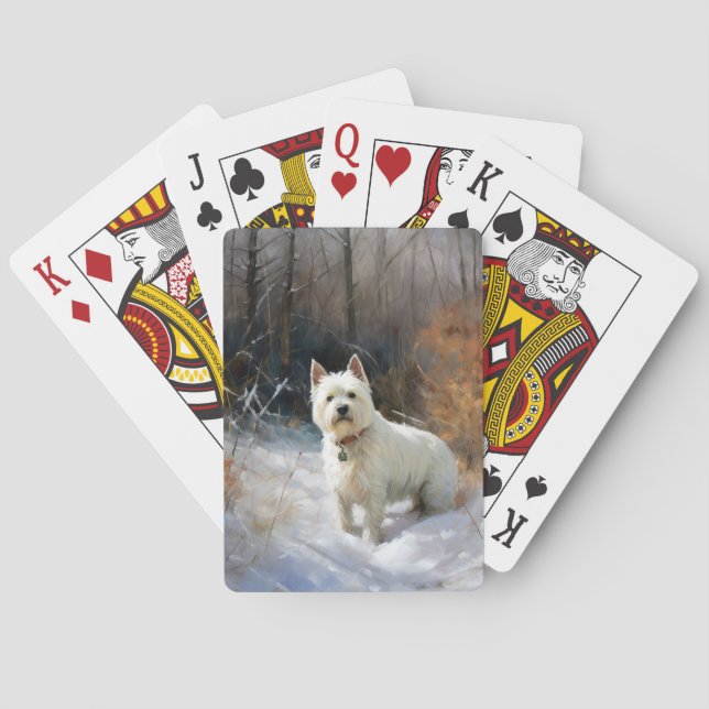 West Highland White Terrier Let It Snow Christmas Playing Cards (Back)