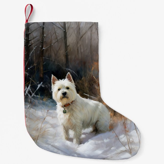 West Highland White Terrier Let It Snow Christmas Small Christmas Stocking (Front)