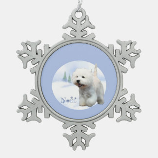 West Highland White Terrier Noel Keychain Snowflake Pewter Christmas Ornament
