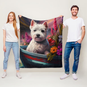 West Highland White Terrier on Boat Fleece Blanket