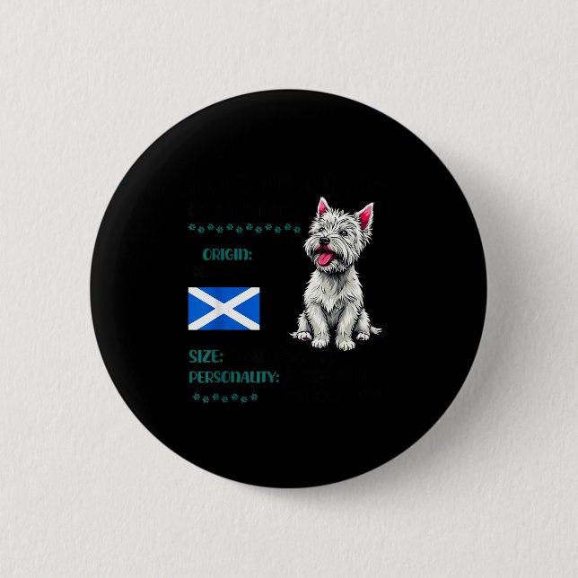 West Highland White Terrier Origin Funny Westie Do 6 Cm Round Badge (Front)