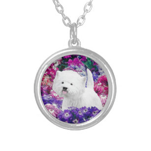 West Highland White Terrier Painting Dog Art Silver Plated Necklace