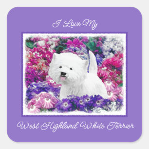 West Highland White Terrier Painting Dog Art Squar Square Sticker