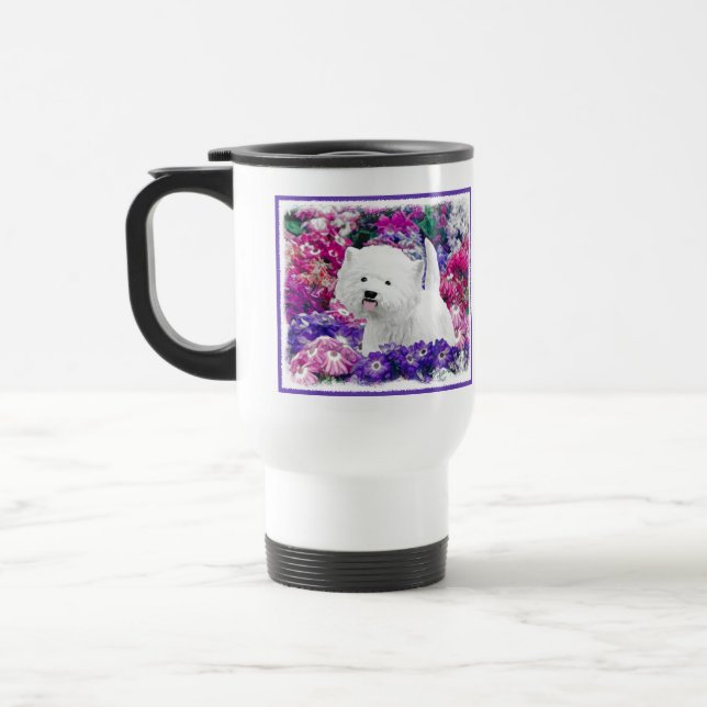 West Highland White Terrier Painting Dog Art Travel Mug (Left)