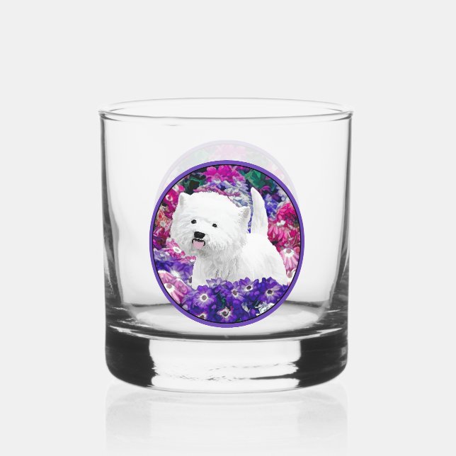 West Highland White Terrier Painting Dog Art Whiskey Glass (Front)