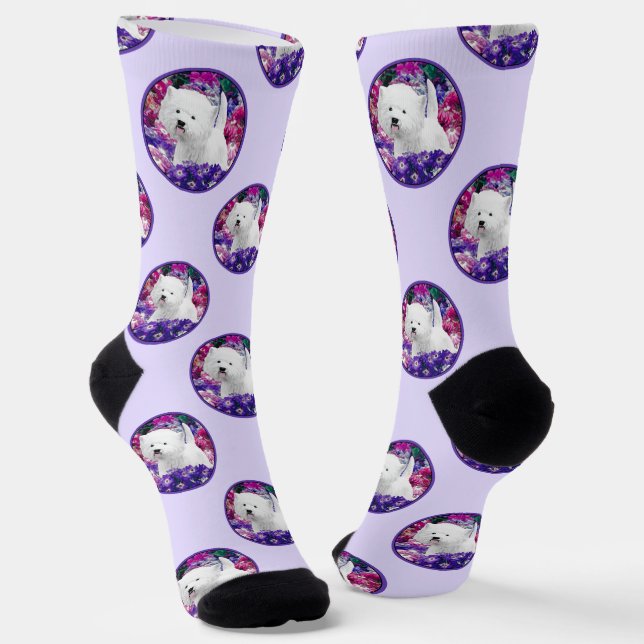 West Highland White Terrier Painting Westie Dog Socks (Angled)