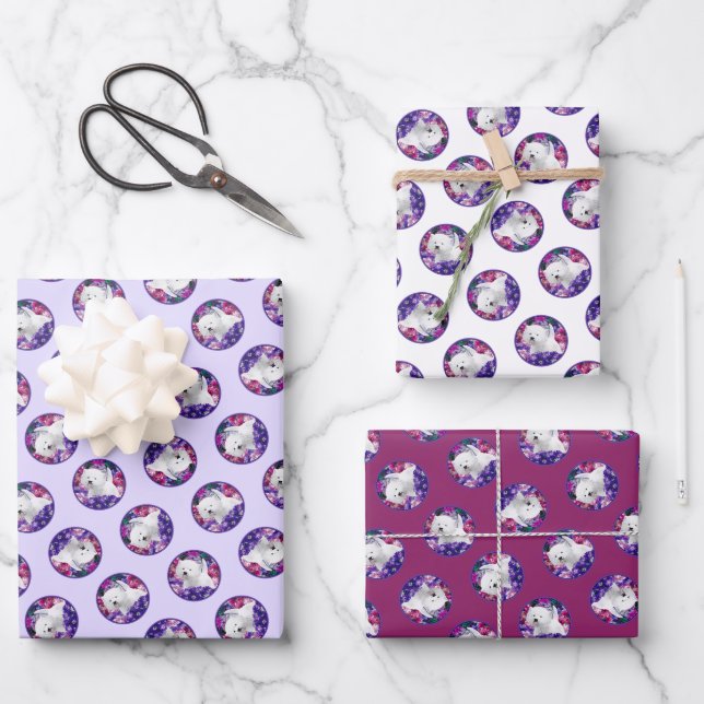 West Highland White Terrier Painting Westie Dog Wrapping Paper Sheet (Front)