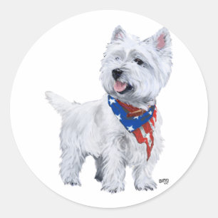 West Highland White Terrier Patriotic Classic Round Sticker