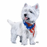 West Highland White Terrier Patriotic Standing Photo Sculpture<br><div class="desc">Patriotic Westie is ready to march in the Big Parade. Memorial Day, 4th of July, Flag Day, there are many occasions when the Westie wears this flag kerchief and steps up to say: "I'm proud to be an American Westie!" Celebrate your Proud American Westie with these clothing and gift items!...</div>