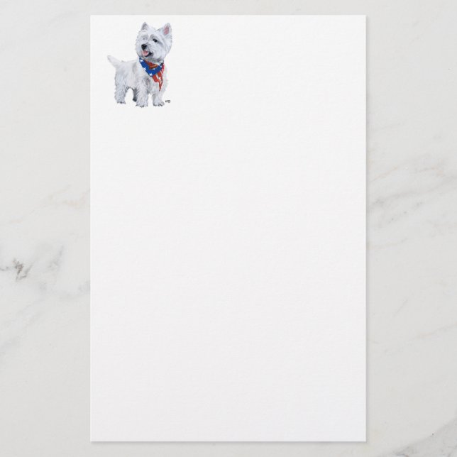West Highland White Terrier Patriotic Stationery (Front)