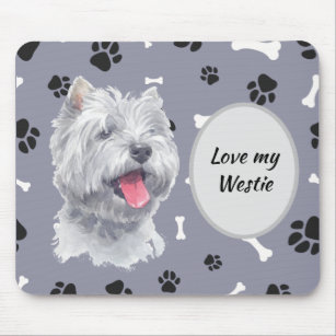 West Highland White Terrier Pawprints Mousepad