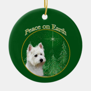 West Highland White Terrier Peace Ceramic Tree Decoration