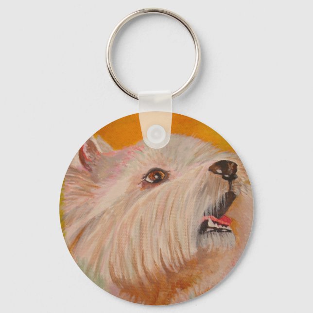West Highland White Terrier Portrait Key Ring (Front)