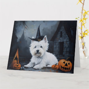 West Highland White Terrier Pumpkin Halloween  Card