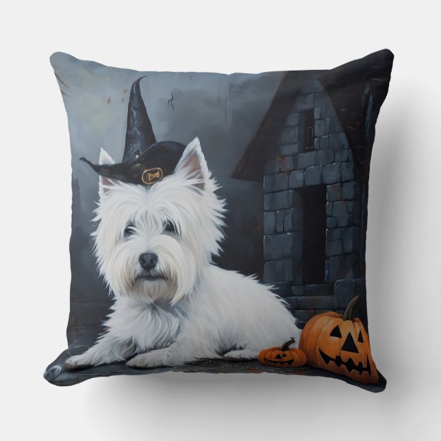 West Highland White Terrier Pumpkin Halloween  Cushion (Front)