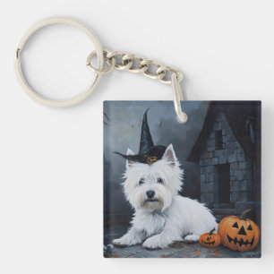 West Highland White Terrier Pumpkin Halloween Key Ring