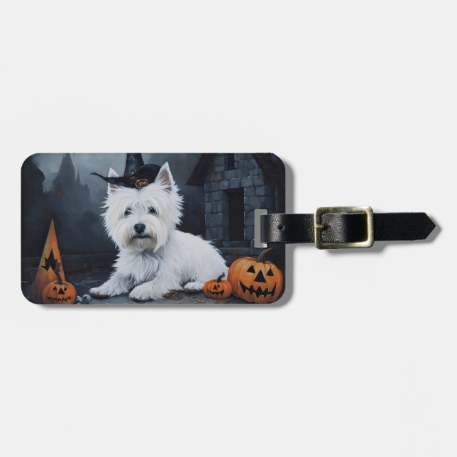 West Highland White Terrier Pumpkin Halloween  Luggage Tag (Front Horizontal)