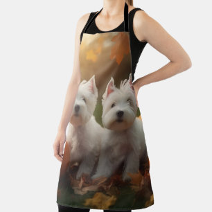 West Highland White Terrier Puppy Autumn Pumpkin Apron