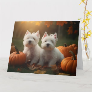 West Highland White Terrier Puppy Autumn Pumpkin Card