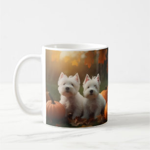 West Highland White Terrier Puppy Autumn Pumpkin Coffee Mug