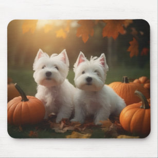 West Highland White Terrier Puppy Autumn Pumpkin Mouse Mat