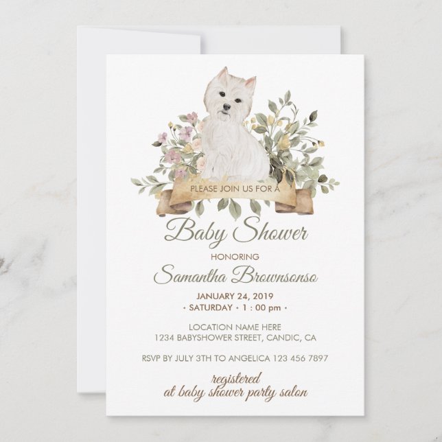 West Highland White Terrier Puppy Baby Shower Invitation (Front)