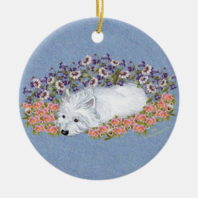 West Highland White Terrier Repose Ceramic Tree Decoration (Front)