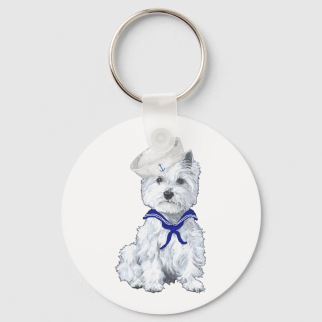 West Highland White Terrier Sailor Key Ring (Front)