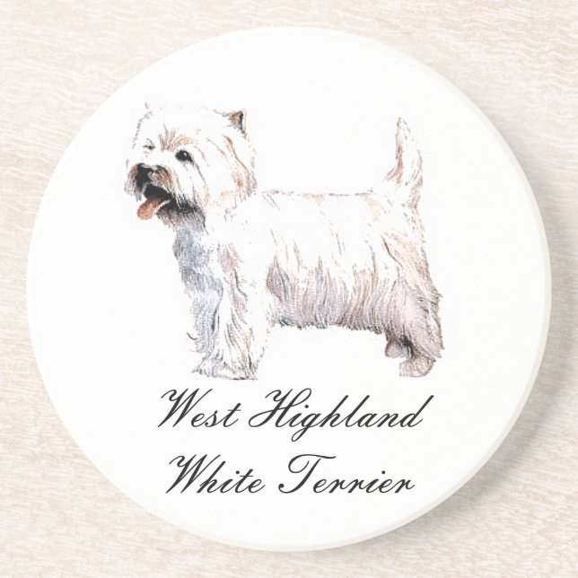 West Highland White Terrier Sandstone Coaster (Front)