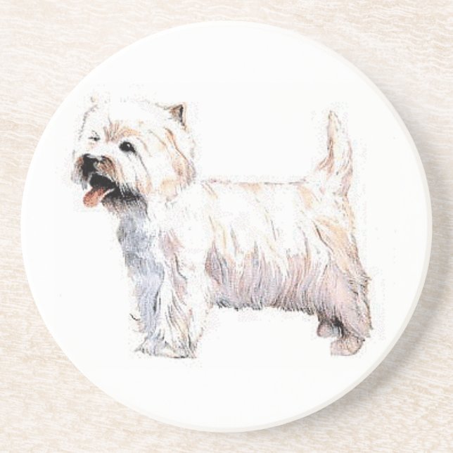 West Highland White Terrier Sandstone Coaster (Front)