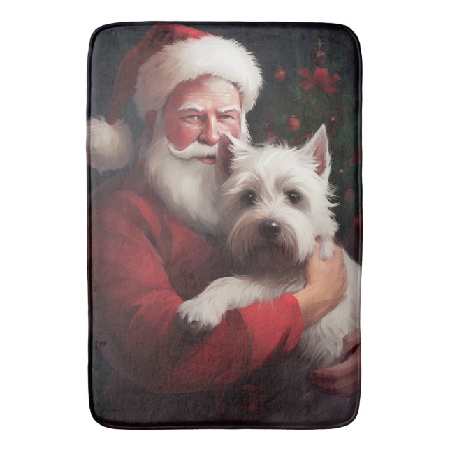 West Highland White Terrier Santa Claus Christmas Bath Mat (Front Vertical)