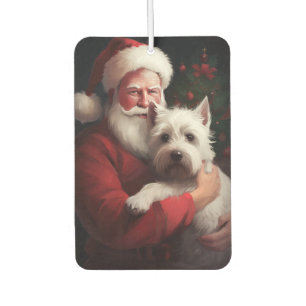 West Highland White Terrier Santa Claus Christmas Car Air Freshener