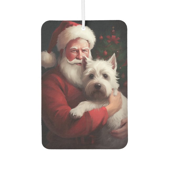 West Highland White Terrier Santa Claus Christmas Car Air Freshener (Front)