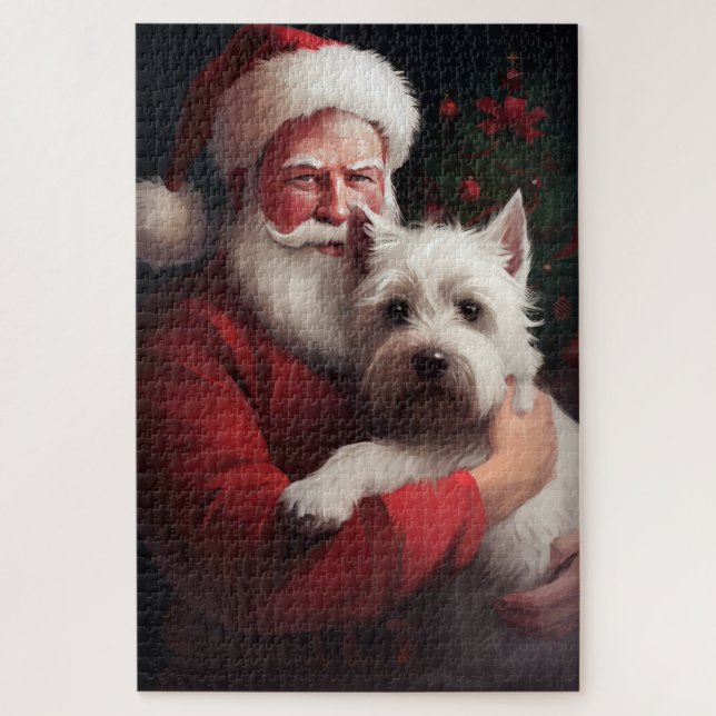 West Highland White Terrier Santa Claus Christmas Jigsaw Puzzle (Vertical)