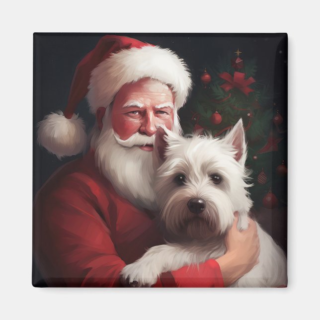 West Highland White Terrier Santa Claus Christmas Magnet (Front)