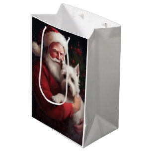West Highland White Terrier Santa Claus Christmas Medium Gift Bag