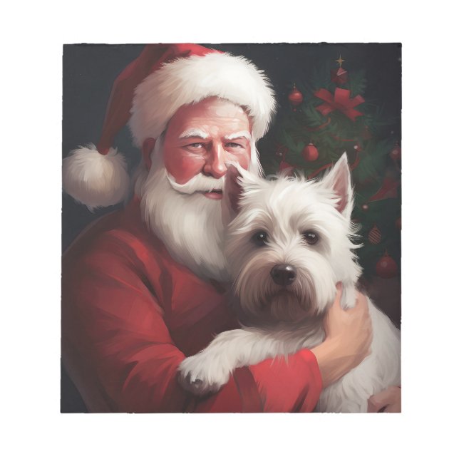 West Highland White Terrier Santa Claus Christmas Notepad (Front)