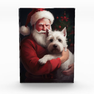 West Highland White Terrier Santa Claus Christmas Photo Block