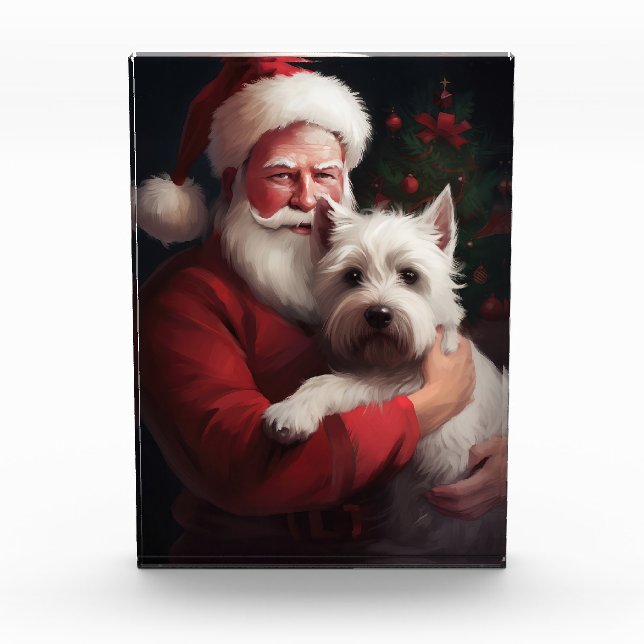West Highland White Terrier Santa Claus Christmas Photo Block (Front)