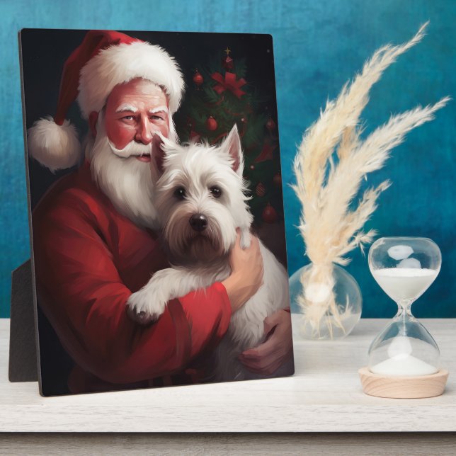 West Highland White Terrier Santa Claus Christmas Plaque (Side)