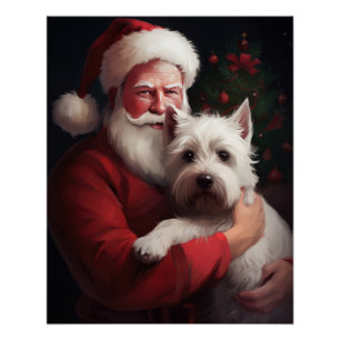 West Highland White Terrier Santa Claus Christmas Poster