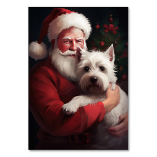 West Highland White Terrier Santa Claus Christmas Table Number