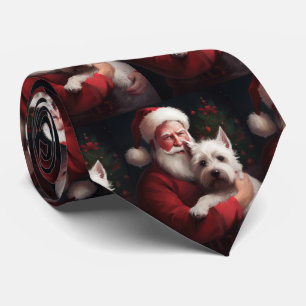 West Highland White Terrier Santa Claus Christmas Tie
