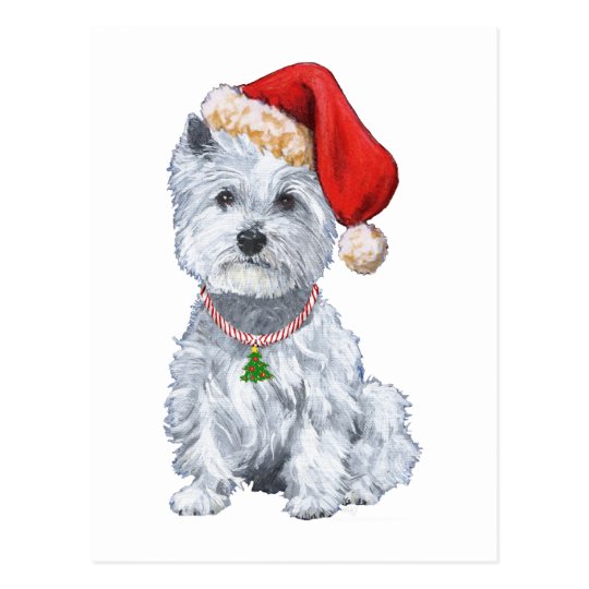 West Highland White Terrier Santa Claus Postcard
