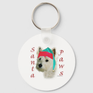 West Highland White Terrier Santa Paws Key Ring