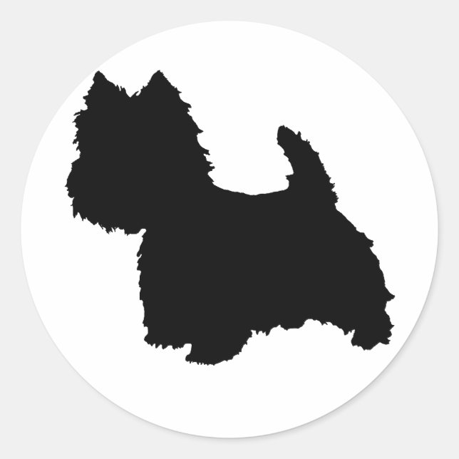 West Highland White Terrier Silhouette Classic Round Sticker (Front)