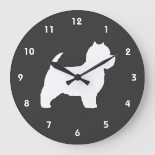 West Highland White Terrier Silhouette Large Clock