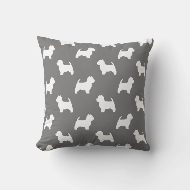 West Highland White Terrier Silhouettes Pattern Cushion (Front)