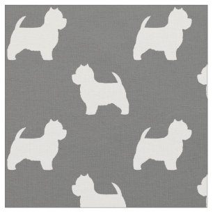 West Highland White Terrier Silhouettes Pattern Fabric