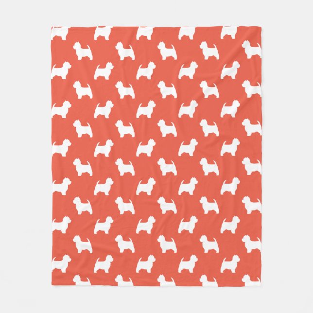 West Highland White Terrier Silhouettes Westie Dog Fleece Blanket (Front)